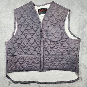 St Moritz Vest Mens Large Gray Quilted Nylon Lined Insulated Zip Front Korea